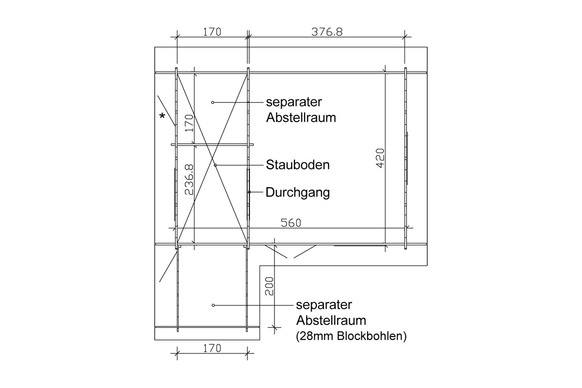 Skan Holz Gartenhaus Modell Esbjerg 3 Grundriss