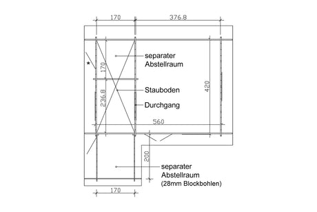 Skan Holz Gartenhaus Modell Esbjerg 3 Grundriss
