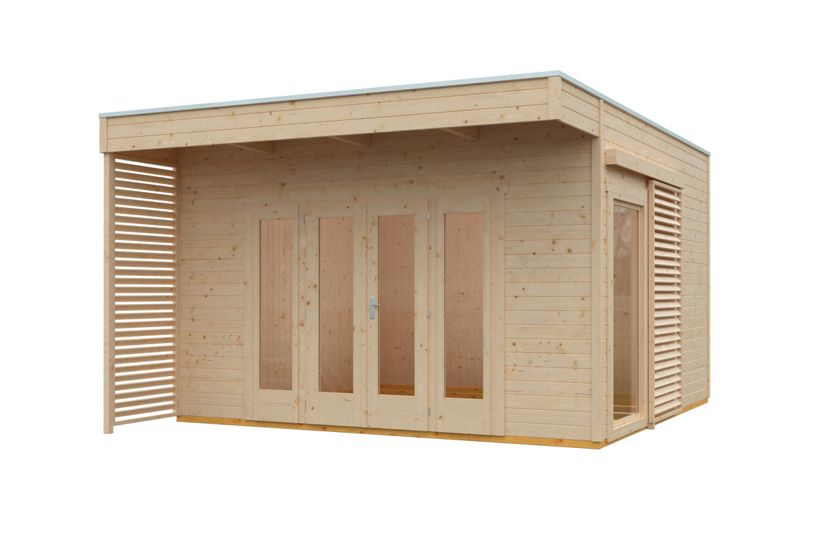 Skan Holz Gartenhaus Modell Tokio 4 mit Innenschalung naturbelassen freigestellt