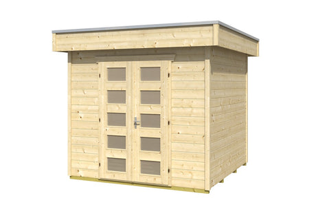 Skan Holz Gartenhaus Modell Venlos 1 naturbelassen freigestellt