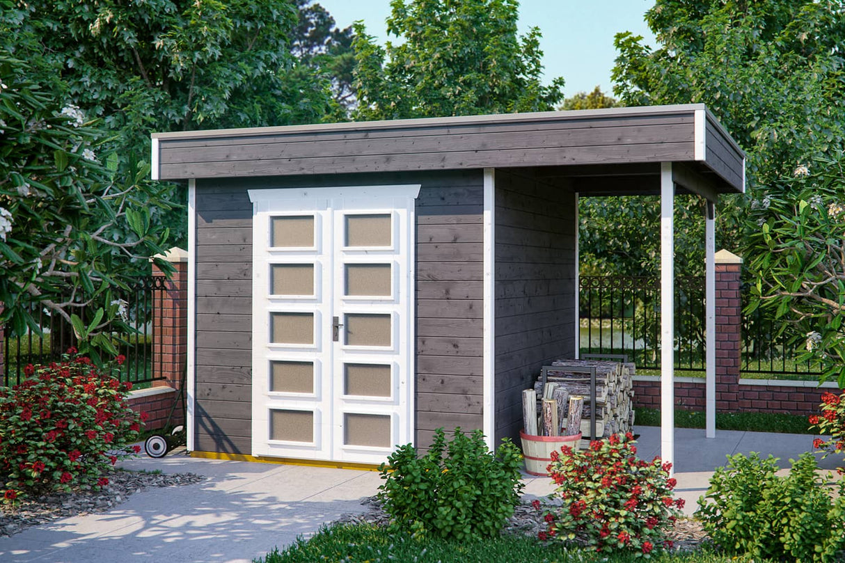 Skan Holz Gartenhaus Modell Venlo 2 schiefergrau