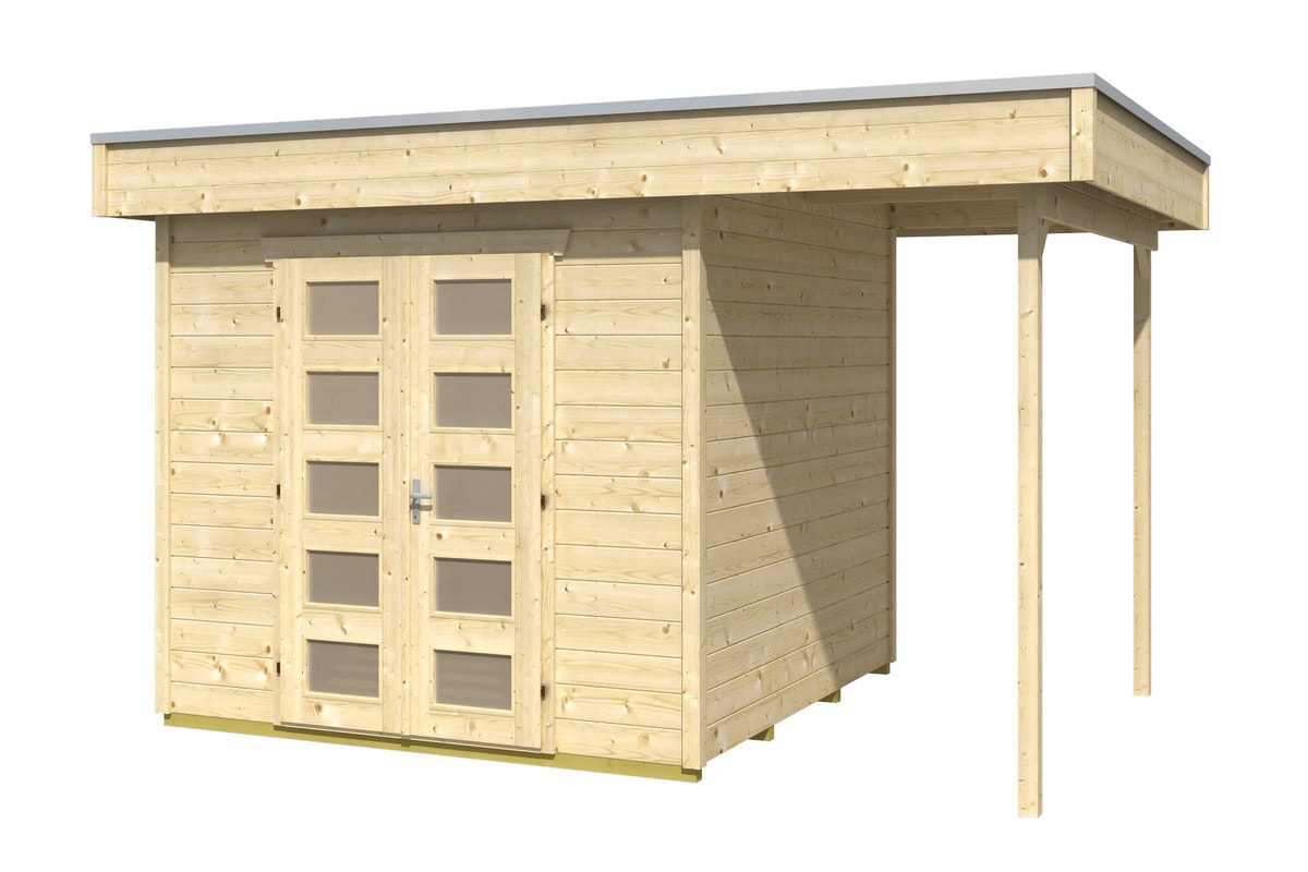 Skan Holz Gartenhaus Modell Venlo 2 naturbelassen freigestellt