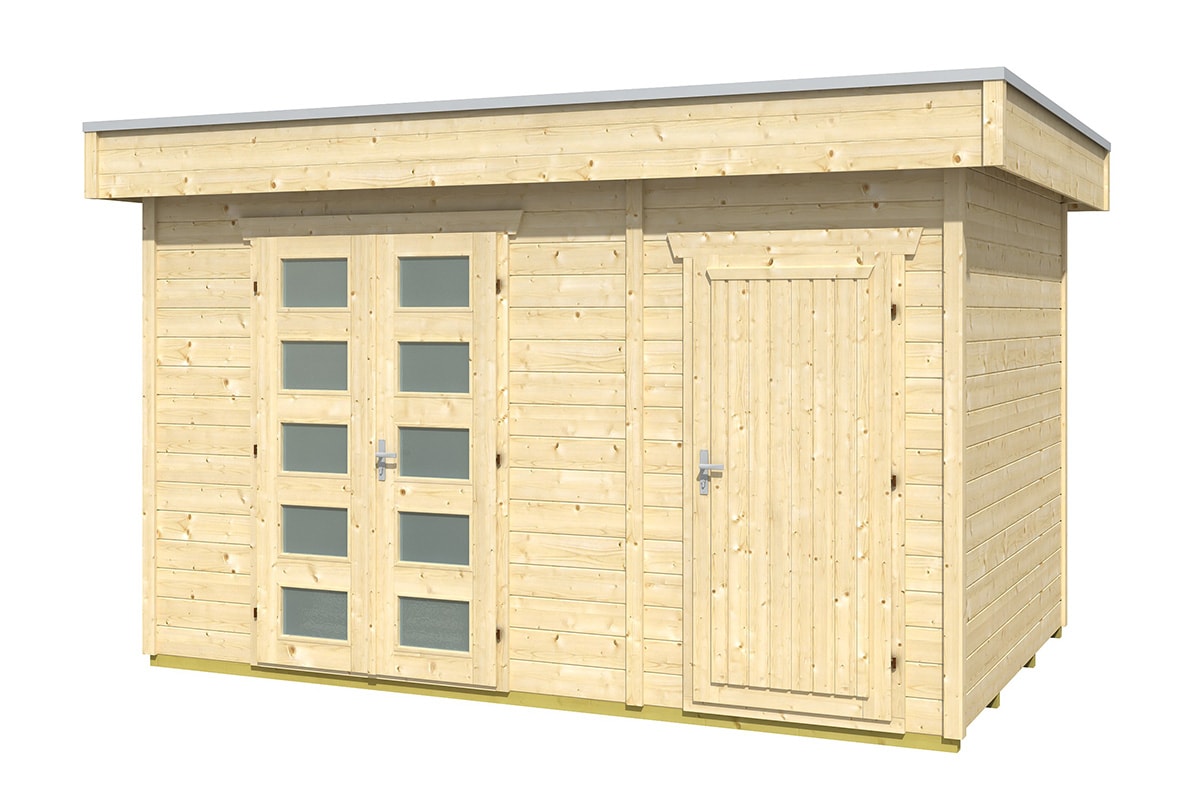 Skan Holz Gartenhaus Modell Venlo 3 naturbeslassen freigestellt
