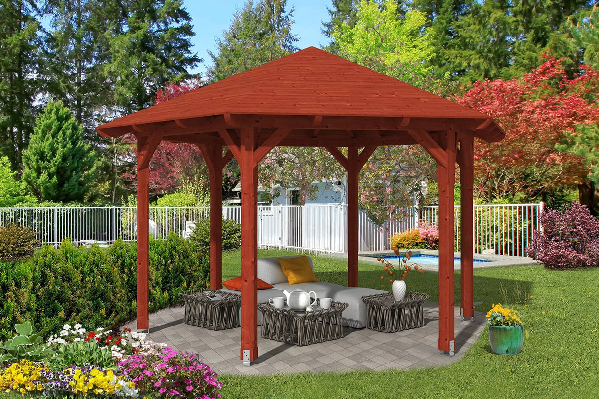 Skan Holz Pavillon Modell Colmar 3 mahagoni