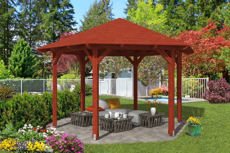 Skan Holz Pavillon Modell Colmar 3 mahagoni