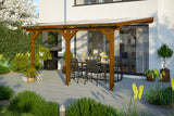 Leimholz-Terrassenüberdachung Andria Nussbaum 434 cm