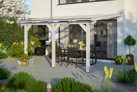 Leimholz-Terrassenüberdachung Andria Weiß 434 cm