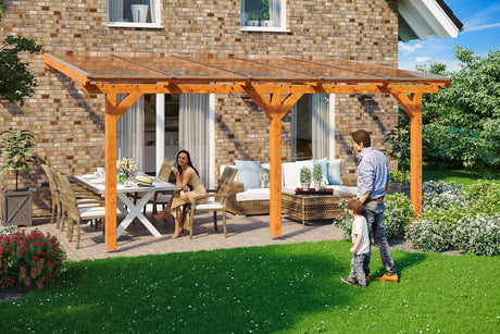 Leimholz-Terrassenüberdachung Andria Eiche hell 541 cm