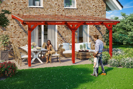 Leimholz-Terrassenüberdachung Andria Mahagoni 541 cm