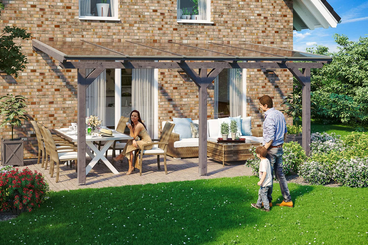 Leimholz-Terrassenüberdachung Andria Schiefergrau 541 cm