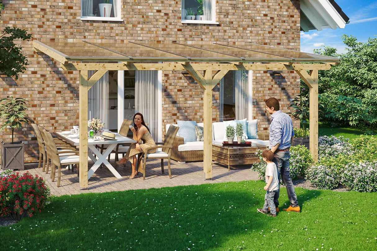 Leimholz-Terrassenüberdachung Andria Naturbelassen 541 cm
