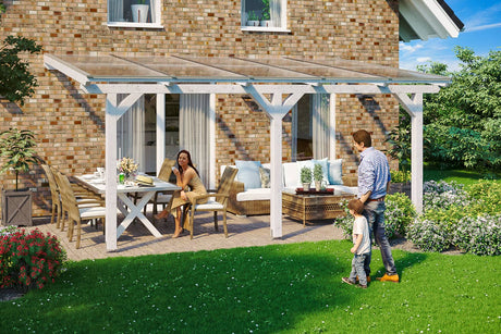 Leimholz-Terrassenüberdachung Andria Weiß 541 cm