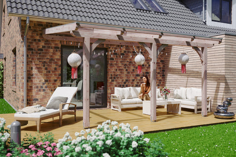 Skan Holz Terrassenüberdachung Rimini 541 Naturbelassen