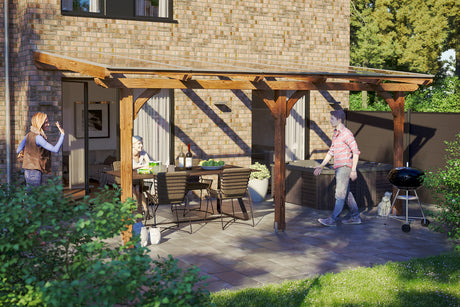 Skan Holz Terrassenüberdachung Rimini 541 Nussbaum