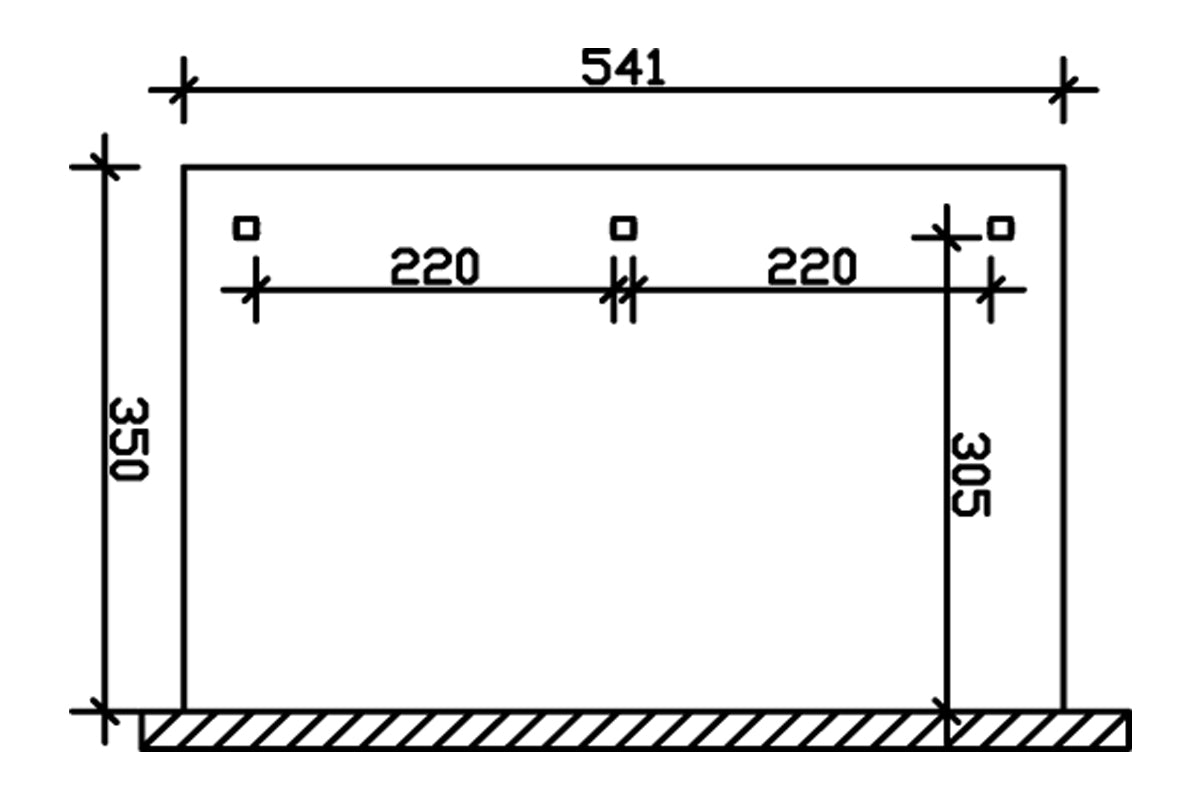 Skan Holz Terrassenüberdachung Rimini 541x350 cm Grundriss