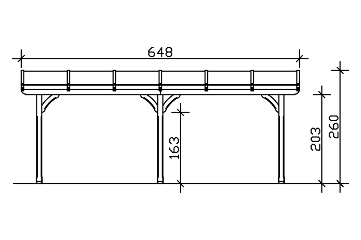 Skan Holz Terrassenüberdachung Rimini 648x250 cm Ansicht vorne