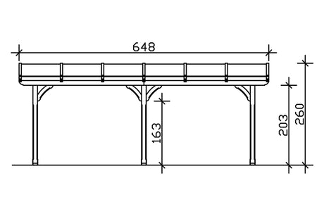 Skan Holz Terrassenüberdachung Rimini 648x250 cm Ansicht vorne