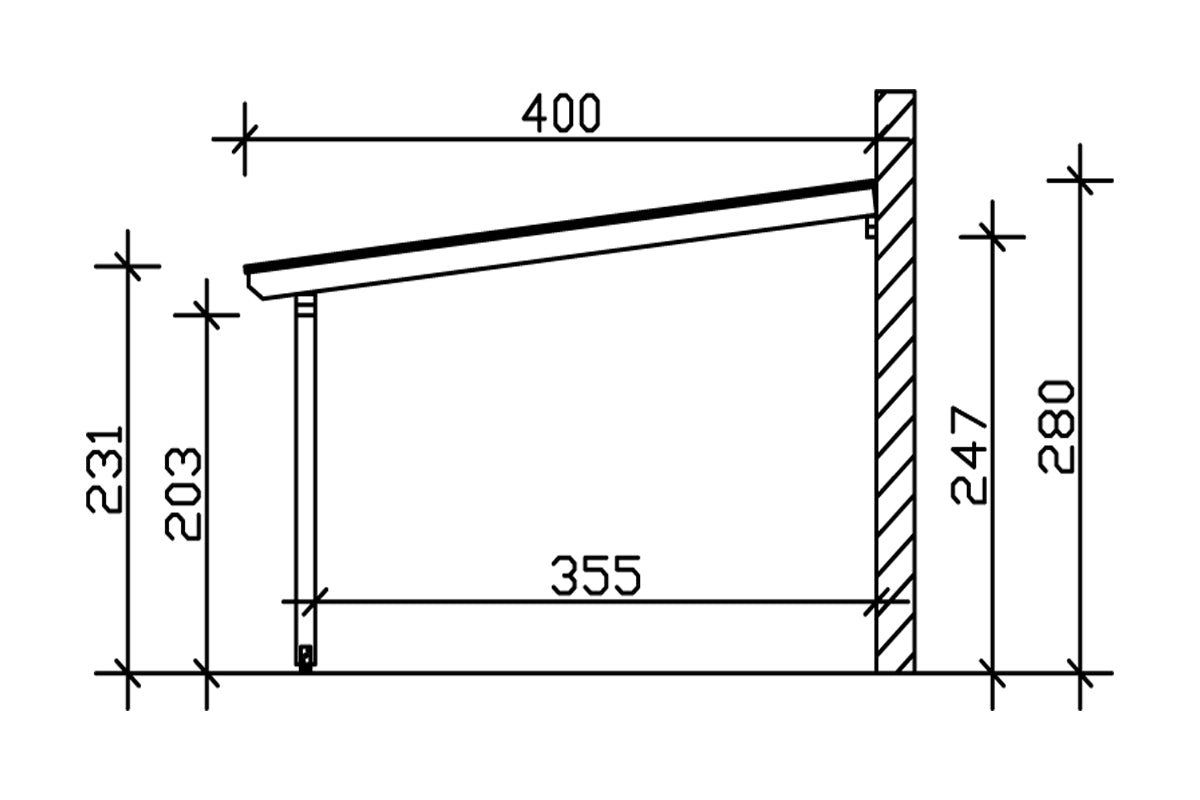 Leimholz-Terrassenüberdachung Andria Schnitt x400 cm