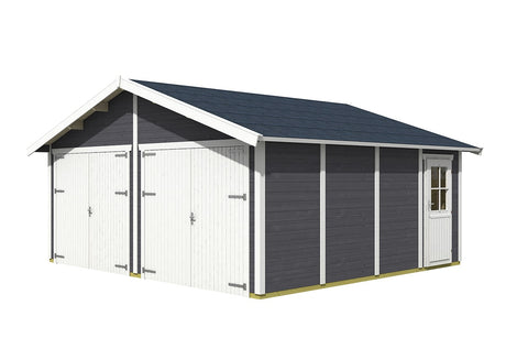 Skan Holz Holzgarage Varberg 3 schiefergrau freigestellt