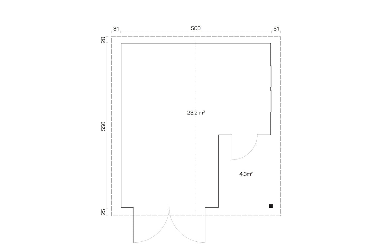 Tene Holzgarage Modell Garage Oulu 40 mm Grundriss