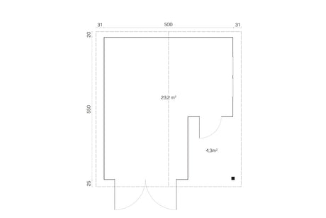 Tene Holzgarage Modell Garage Oulu 40 mm Grundriss