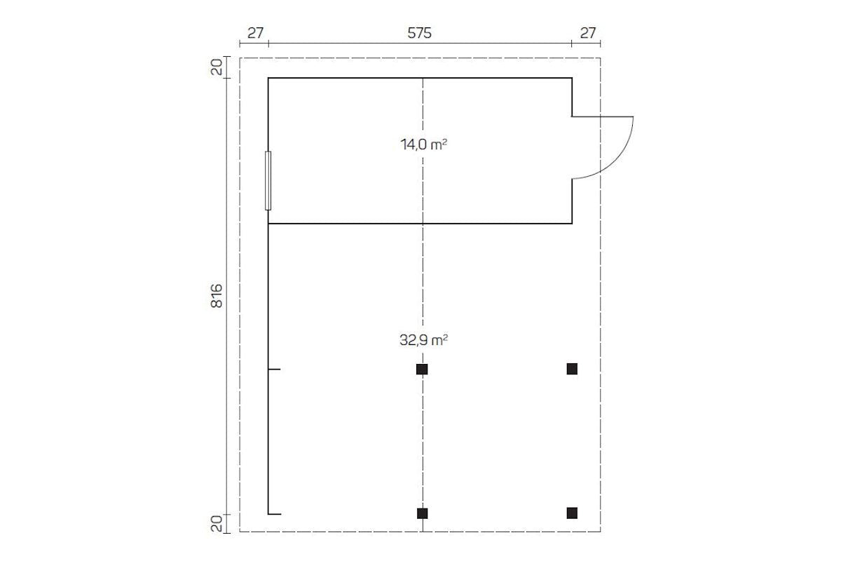 Tene Carport Modell Garage Vaasa 40 mm Grundriss