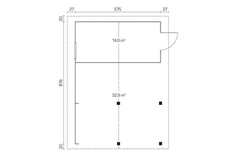 Tene Carport Modell Garage Vaasa 40 mm Grundriss