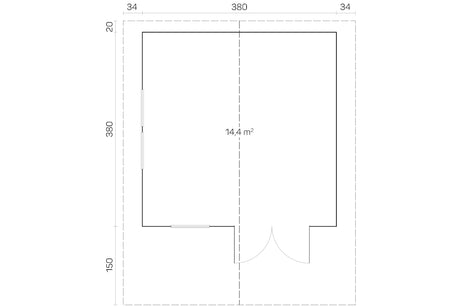 Tene Gartenhaus Modell Enzo B 380 x 380 cm 40 mm Grundriss
