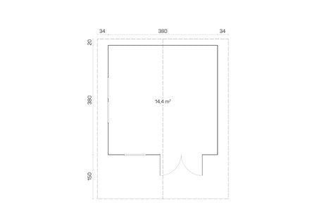 Tene Gartenhaus Modell Enzo B 380 x 380 cm 70 mm Grundriss