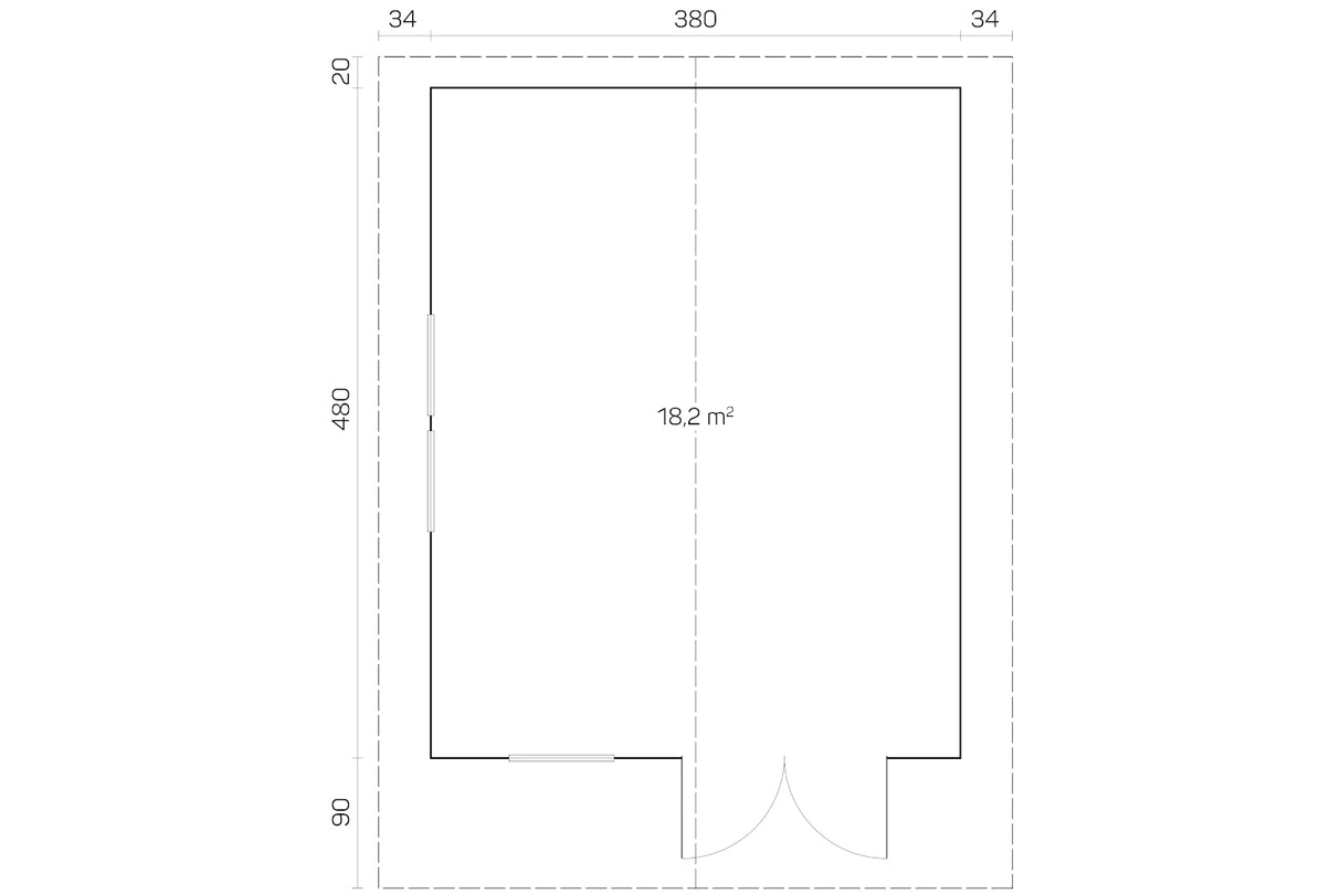 Tene Gartenhaus Modell Enzo C/1 380 x 480 cm 40 mm Grundriss