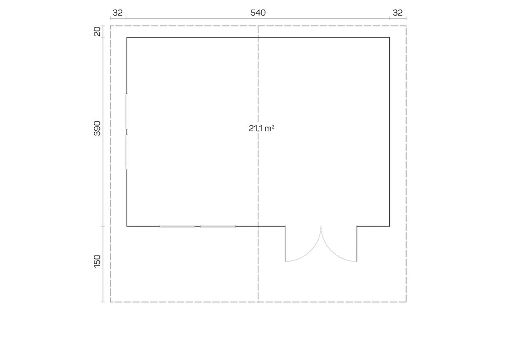 Tene Gartenhaus Modell Göteborg C 540 x 390 cm Grundriss