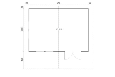 Tene Gartenhaus Modell Göteborg C 540 x 390 cm Grundriss