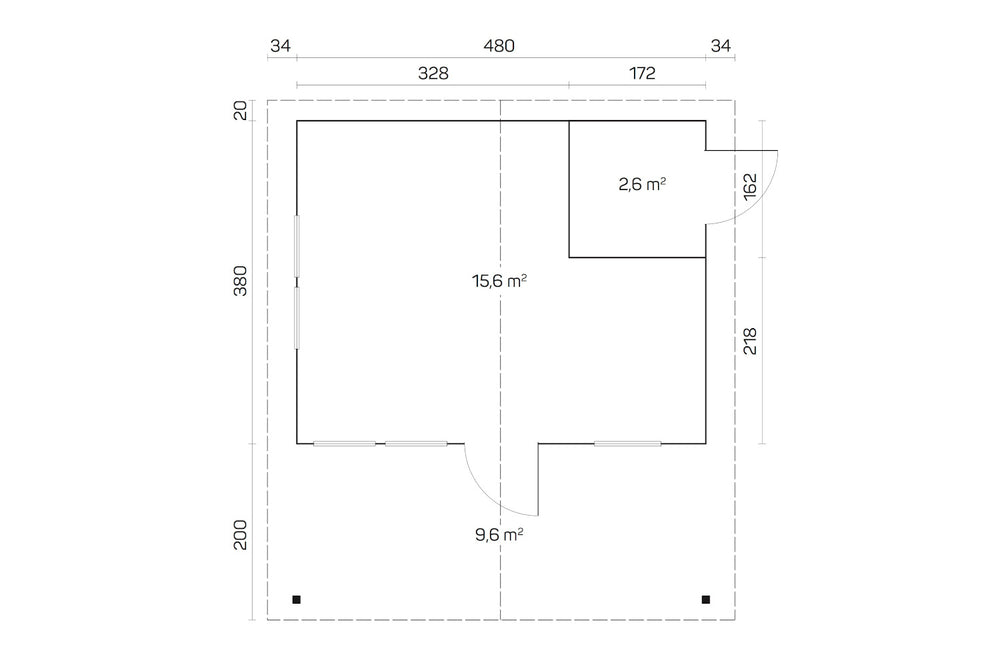 Tene Gartenhaus Modell Gorbea B mit Geräteraum Grundriss