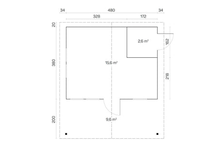 Tene Gartenhaus Modell Gorbea B mit Geräteraum Grundriss