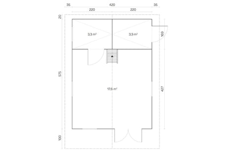 Tene Gartenhaus Modell Gotland C mit Schlafboden Grundriss