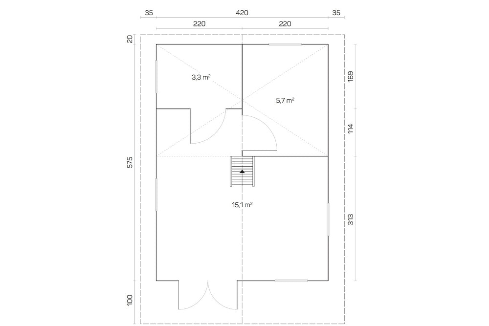 Tene Gartenhaus Modell Gotland F mit Schlafboden Grundriss