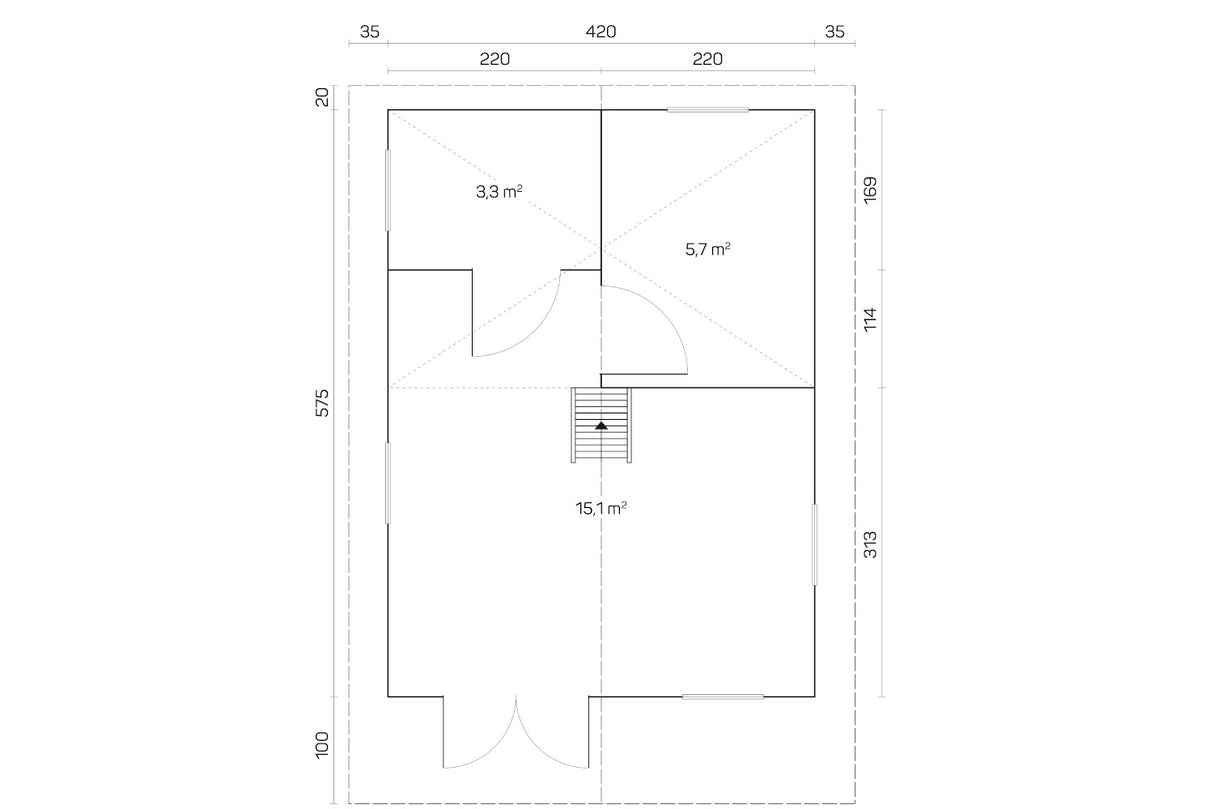 Tene Gartenhaus Modell Gotland F mit Schlafboden Grundriss
