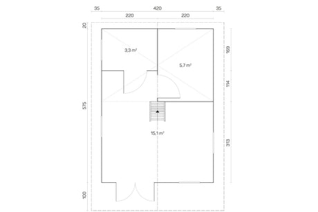 Tene Gartenhaus Modell Gotland F mit Schlafboden Grundriss