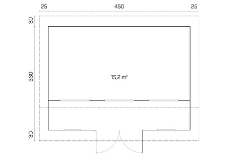 Tene Gartenhaus Modell Langeoog B 450 x 330 cm Grundriss