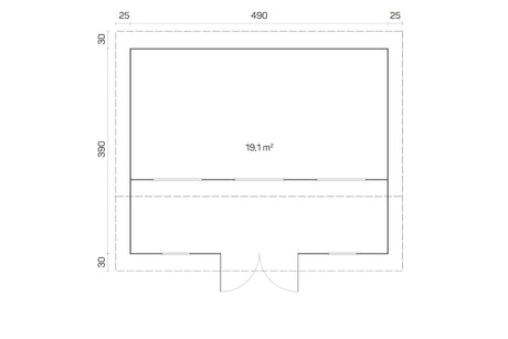 Tene Gartenhaus Modell Langeoog C 490 x 390 cm Grundriss