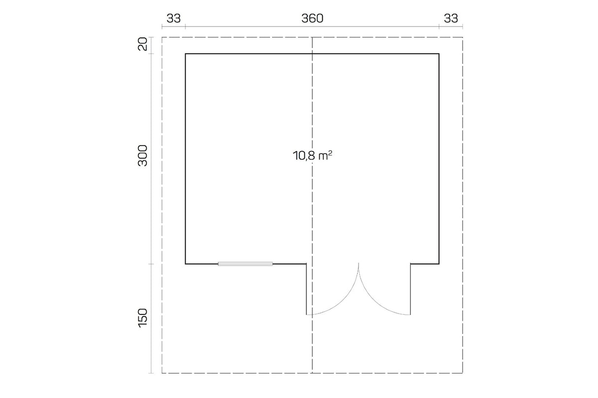 Tene Gartenhaus Modell Malaga A 360 x 300 cm Grundriss