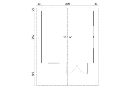 Tene Gartenhaus Modell Malaga B 360 x 360 cm Grundriss