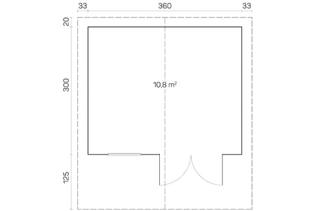 Tene Gartenhaus Modell Mari A 360 x300 cm Grundriss
