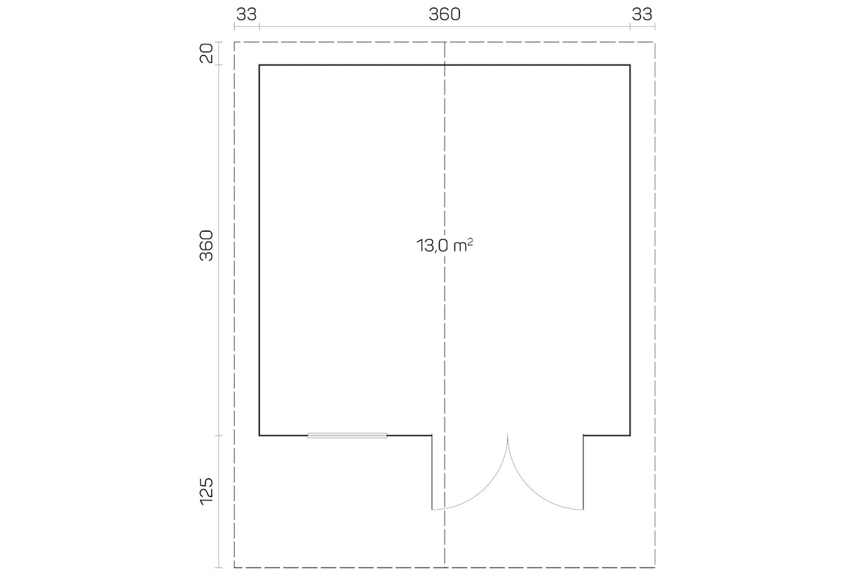 Tene Gartenhaus Modell Mari B 360 x 360 cm Grundriss
