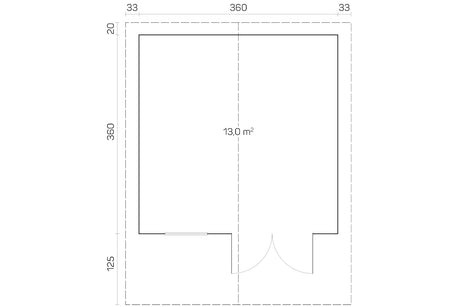 Tene Gartenhaus Modell Mari B 360 x 360 cm Grundriss