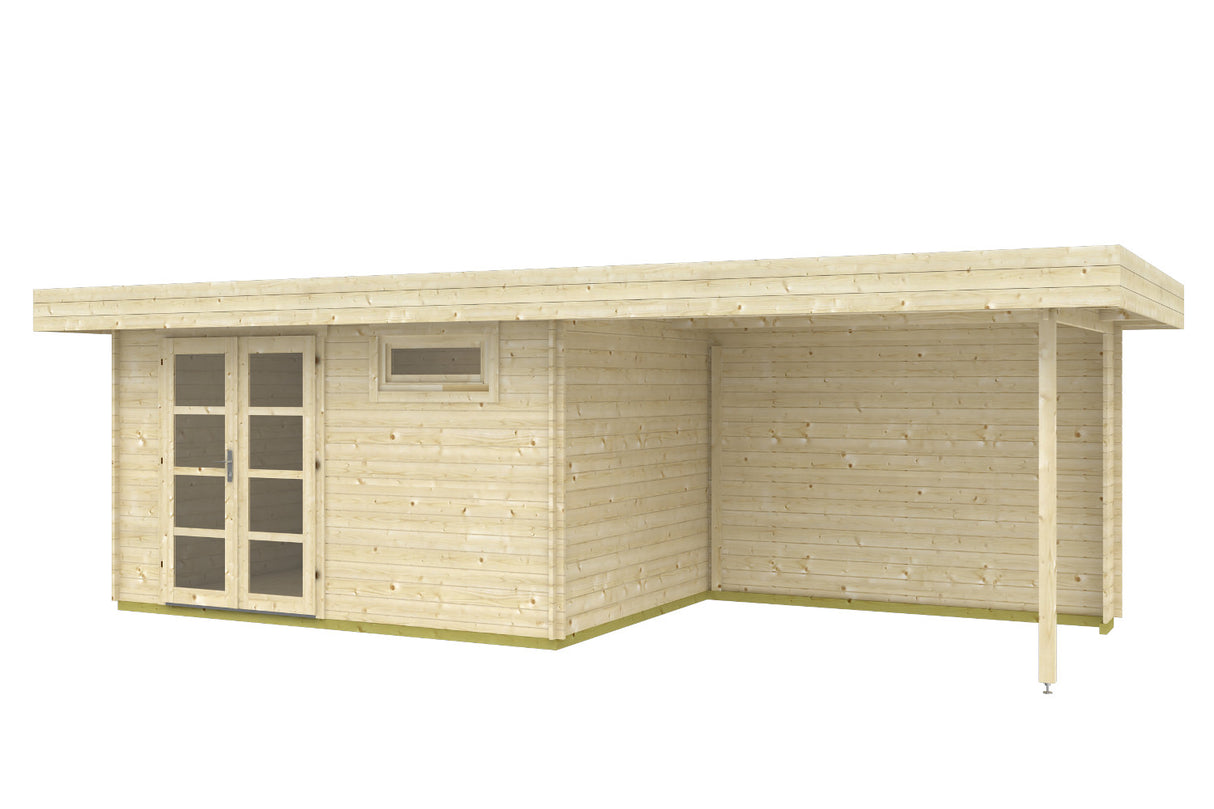 Tene Gartenhaus Modell Oriental 3 mit Seitendach rechts freigestellt