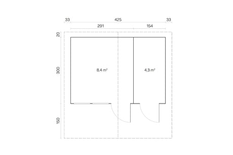 Tene Gartenhaus Modell Pedro A 425 x 300 cm Grundriss