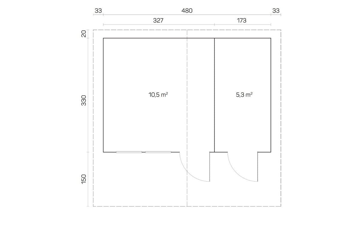Tene Gartenhaus Modell Pedro B 480 x 330 cm Grundriss
