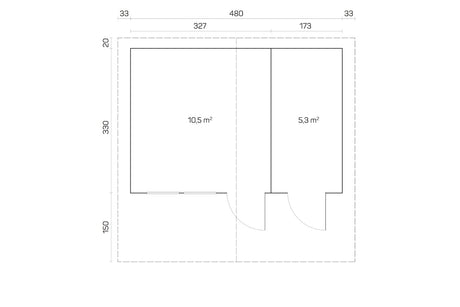 Tene Gartenhaus Modell Pedro B 480 x 330 cm Grundriss