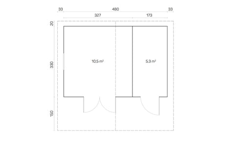 Tene Gartenhaus Modell Pedro D 480 x 330 cm Grundriss